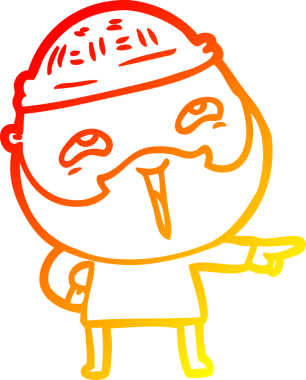 Bir insan tarafından çizilmiş mutlu sakallı bir adamın çizgi çizimi.