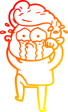 Bir insan tarafından çizilmiş, ağlayan bir çizgi film karakteri.