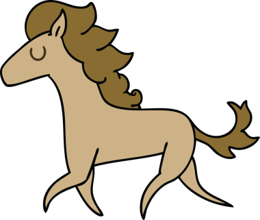 Bir insan tarafından çizilen el çizimi tuhaf koşu atı.