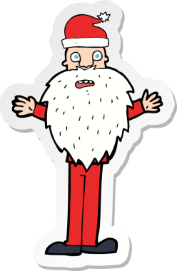 Bir insan tarafından çizilmiş endişeli Noel Baba 'nın çıkartması.