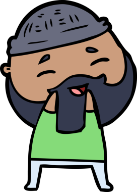 Bir insan tarafından çizilmiş mutlu sakallı bir adam.