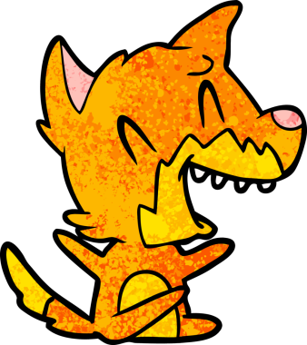 Bir insan tarafından çizilmiş gülen tilki çizgi filmi.