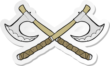 Bir insan tarafından çizilmiş çapraz baltaların etiketi