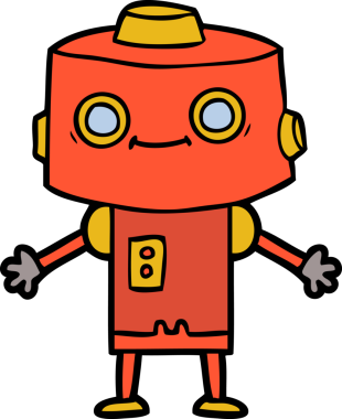 Bir insan tarafından çizilmiş çizgi film robotu