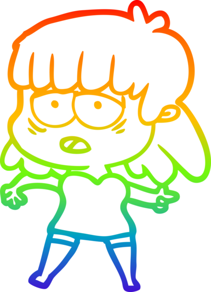 gökkuşağı gradyan çizgi çizimi bir insan tarafından çizilmiş yorgun bir kadın