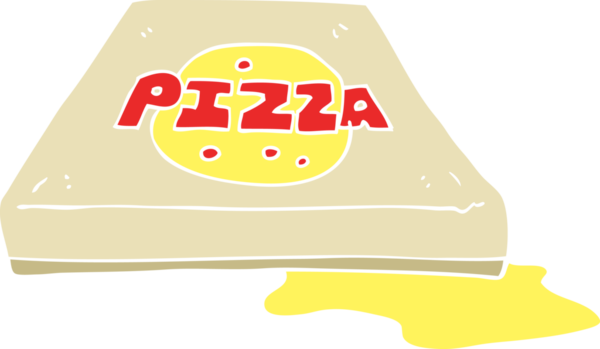 Bir insan tarafından çizilmiş pizzanın düz renk çizimi