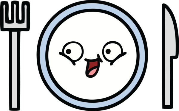 Bir insan tarafından çizilmiş yemek tabağı karikatürü.