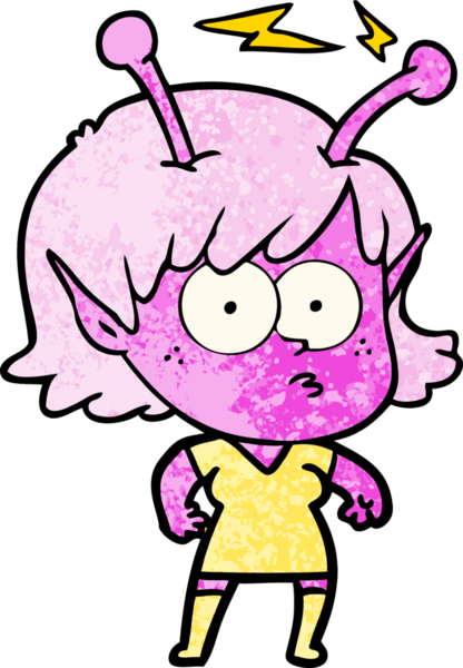 Bir insan tarafından çizilmiş uzaylı kız.