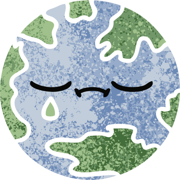 Bir insan tarafından çizilmiş bir gezegenin retro çizim tarzı karikatürü.