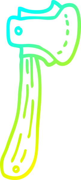 Bir insan tarafından çizilmiş uzun bir baltanın soğuk eğimli çizgisi.