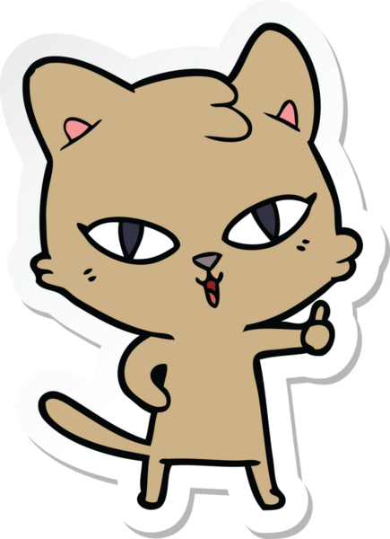 Bir insan tarafından çizilmiş çizgi film kedisinin çıkartması.