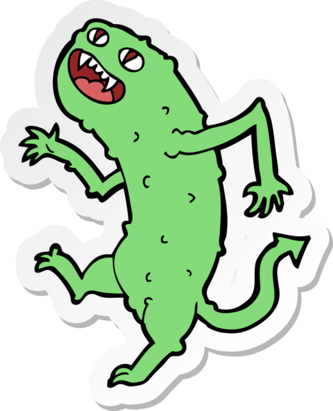 Bir insan tarafından çizilmiş karikatür canavarının çıkartması.