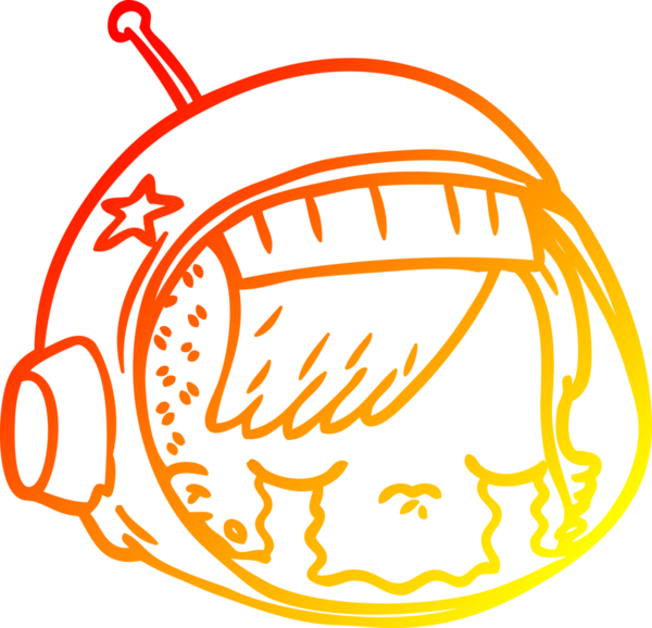 Bir astronot çizgi filminin sıcak çizgi çizimi bir insan tarafından çizilmiş.