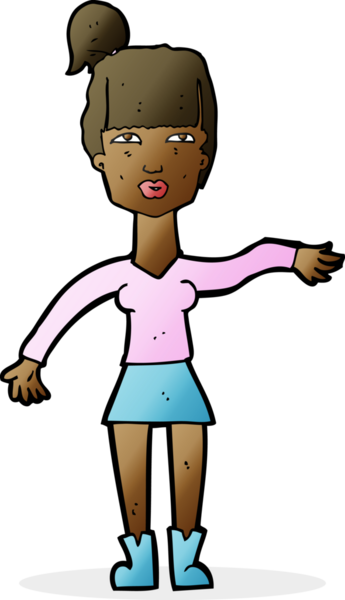 Çizgi filmdeki kadın, bir insan tarafından küçümseyici bir jest yapıyor.