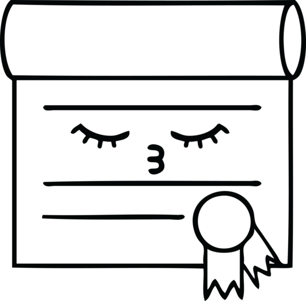 Bir insan tarafından çizilmiş bir sertifikanın çizgi çizimi