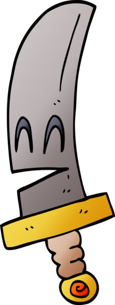 karikatür mutlu sihirli kılıç bir insan tarafından çizildi