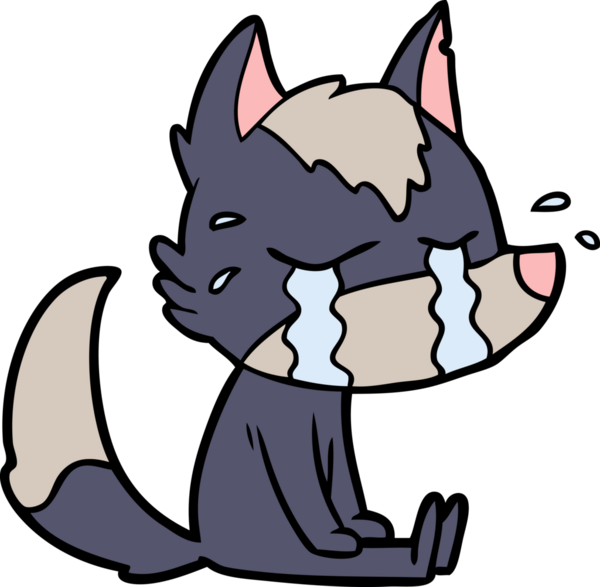 Bir insan tarafından çizilmiş ağlayan kurt çizgi filmi.