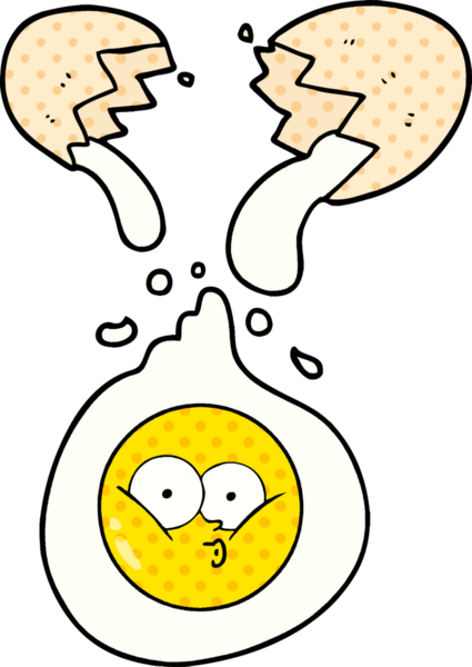 Bir insan tarafından çizilmiş kırık yumurta.