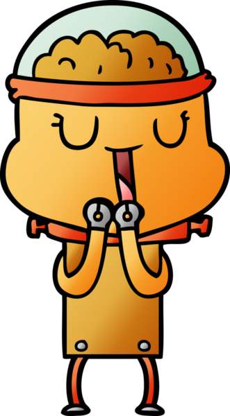 Bir insan tarafından çizilmiş mutlu çizgi film robotu