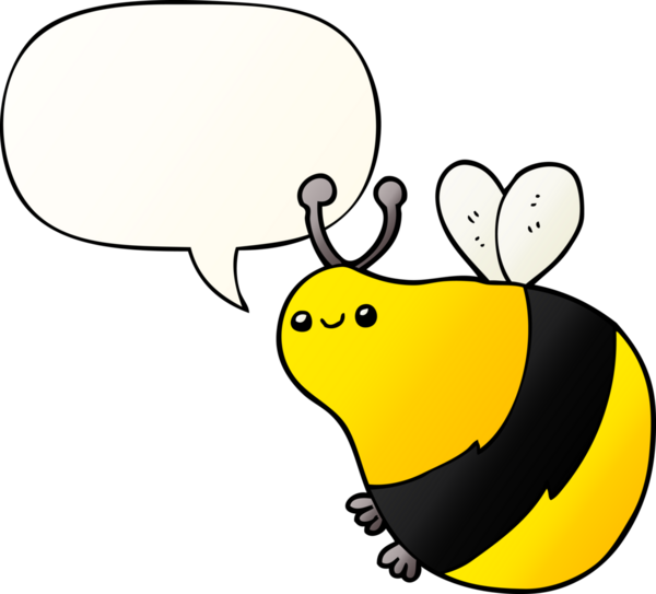 Bir insan tarafından çizilmiş, konuşma baloncuklu çizgi film arısı.