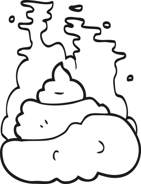 Bir insan tarafından çizilmiş siyah beyaz bir çizgi film iğrenç kakası.