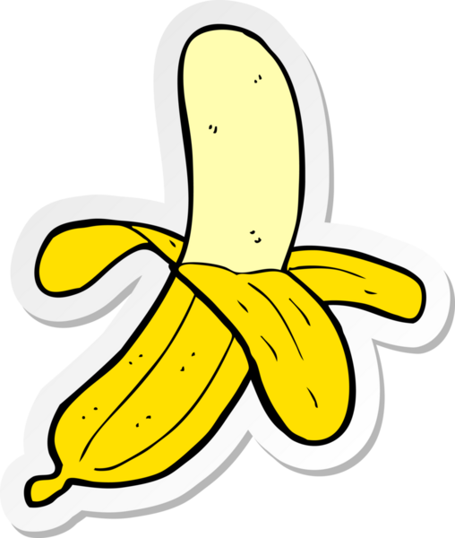 Bir insan tarafından çizilmiş bir muzun çıkartması.