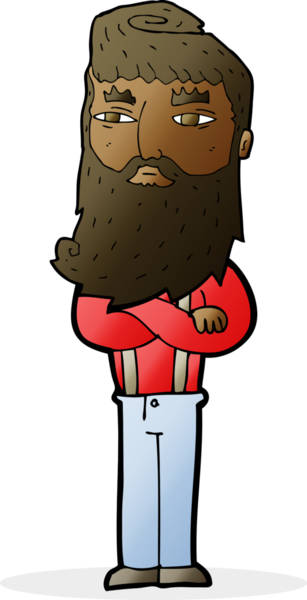 Bir insan tarafından çizilmiş sakallı ciddi bir adam çizgi filmi.