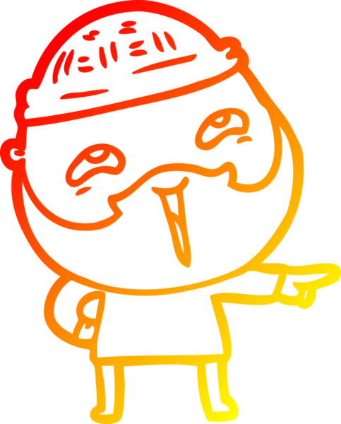 Bir insan tarafından çizilmiş mutlu sakallı bir adamın çizgi çizimi.