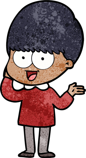 Bir insan tarafından çizilmiş mutlu çizgi film çocuğu.