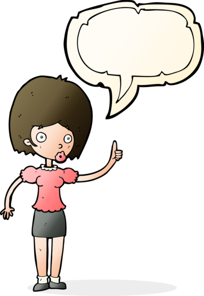 Bir insan tarafından çizilmiş konuşma baloncuğu fikri olan bir karikatür kadın.