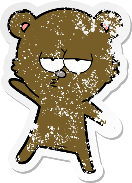 Bir insan tarafından çizilmiş sıkılmış bir ayı çizgi filminin sıkıntılı çıkartması.