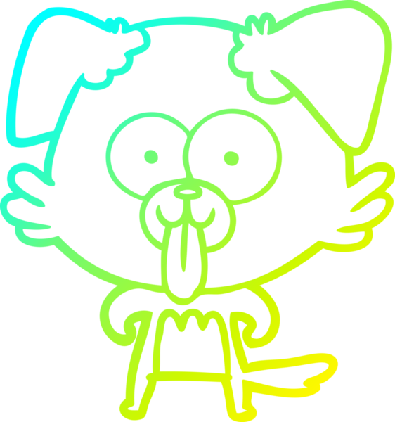 Bir insan tarafından çizilmiş dilli çizgi film köpeği çizimi.