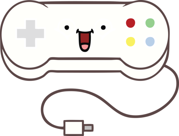Bir insan tarafından çizilmiş bir oyun denetleyicisinin düz renk retro karikatürü