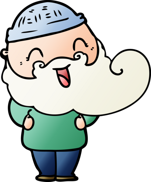 Bir insan tarafından çizilmiş mutlu sakallı adam.