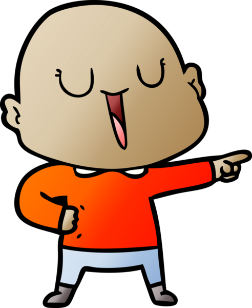 Bir insan tarafından çizilmiş mutlu, kel adam.