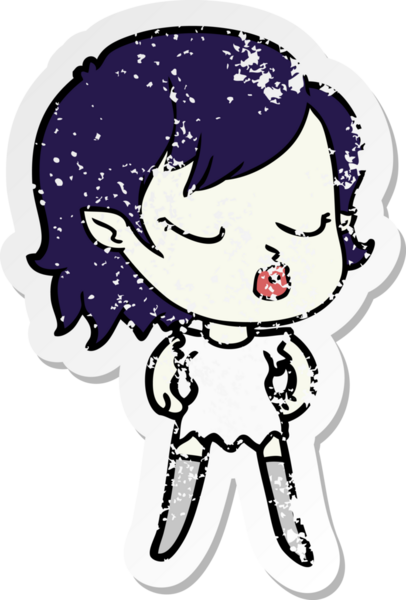 Bir insan tarafından çizilmiş şirin bir vampir kızın sıkıntılı çıkartması.