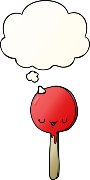 çizgi film şekerleme lolipopu bir insan tarafından çizilmiş yumuşak eğimli düşünce baloncuğu