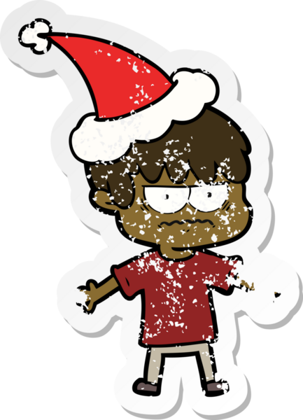 Bir insan tarafından çizilmiş Noel Baba şapkası takan bir çocuğun sıkıntılı el yazısı.