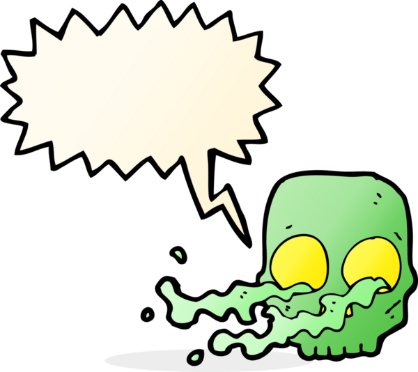 Bir insan tarafından çizilmiş konuşma baloncuklu iğrenç kafatası.