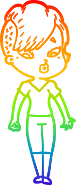 gökkuşağı gradyanı çizimi bir çizgi film kızı şaşırttı bir insan tarafından çizildi