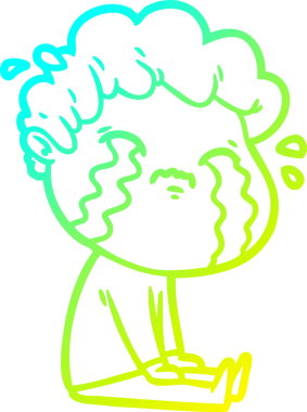 Bir insan tarafından çizilmiş ağlayan bir çizgi film karakteri çizimi.