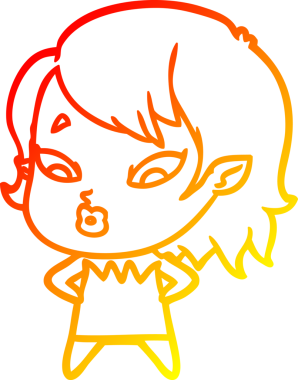 Bir insan tarafından çizilmiş sevimli bir vampir kız çizgi çizimi.