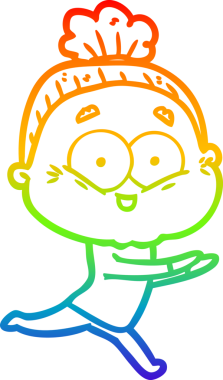 Gökkuşağı gradyan çizgi çizimi Bir insan tarafından çizilmiş mutlu yaşlı kadın