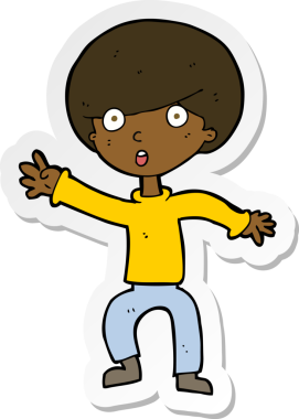 Bir insan tarafından çizilmiş panikleyen bir çocuğun çıkartması.