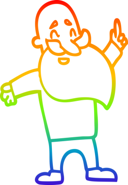 Gökkuşağı gradyan çizgi çizimi bir insan tarafından çizilmiş sakallı bir adamın