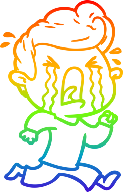 Bir insan tarafından çizilmiş ağlayan bir adamın çizdiği gökkuşağı gradyan çizgisi.