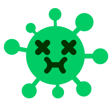 Bir insan tarafından çizilmiş sevimli ölü virüs.