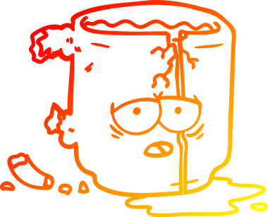 Bir insan tarafından çizilmiş kırık bir karikatürün sıcak çizgi çizimi