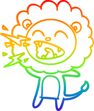 Gökkuşağı gradyan çizgi çizimi Bir insan tarafından çizilmiş kükreyen bir aslan