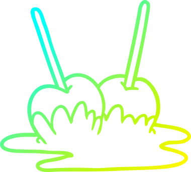 Bir insan tarafından çizilmiş elma şekerlemesinin soğuk gradyan çizgisi